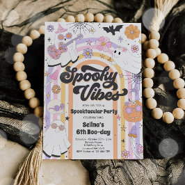 Spooky Vibes Halloween Niedlich Groovy Ghost Gebur Einladung