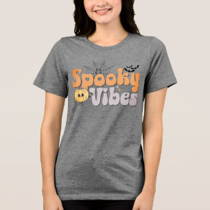 Spooky Vibes Halloween Niedlicher Pumpkin Bats Spi Tri-Blend Shirt