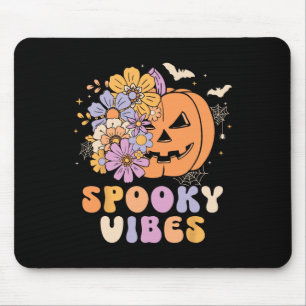Spooky Vibes Halloween Pumpkin Costume Retro Groov Mousepad