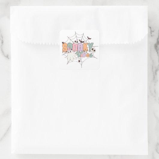 Spooky Vibes Halloween Quadratischer Aufkleber (Tasche)