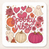 Spooky Vibes — Halloween Rechteckiger Pappuntersetzer (Vorderseite)
