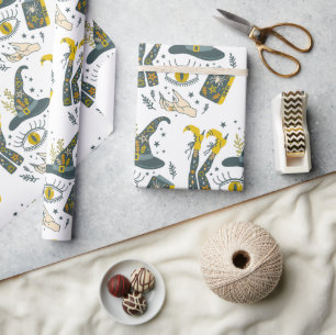 Spooky vibes Halloween-Symbole Muster Geschenkpapier