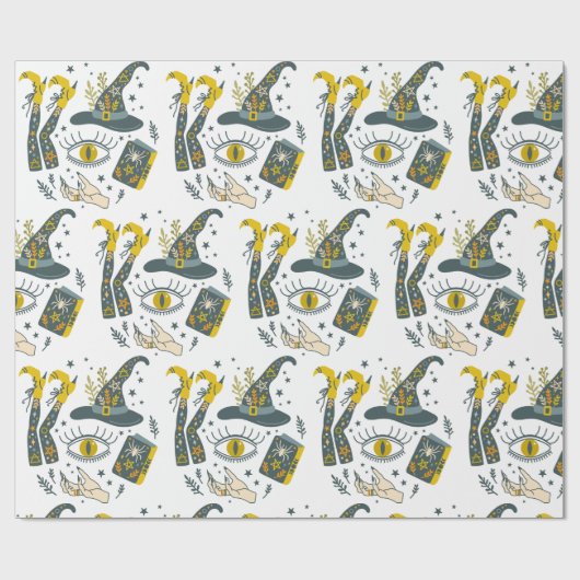 Spooky vibes Halloween symbols pattern Geschenkpapier (Flach)