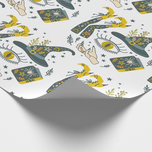 Spooky vibes Halloween symbols pattern Geschenkpapier (Ecke)