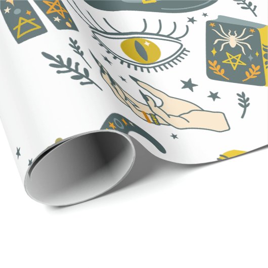 Spooky vibes Halloween symbols pattern Geschenkpapier (Rolleneckpunkt)