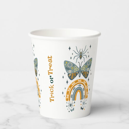 Spooky Vibes Halloween symbols pattern Paper Cups Pappbecher (Rückseite)