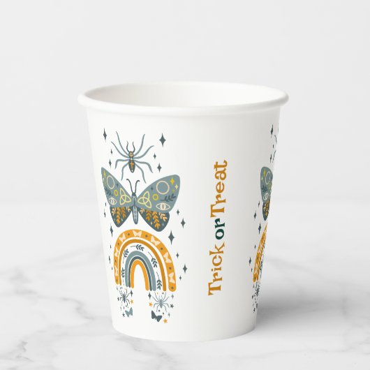 Spooky Vibes Halloween symbols pattern Paper Cups Pappbecher (Vorderseite)