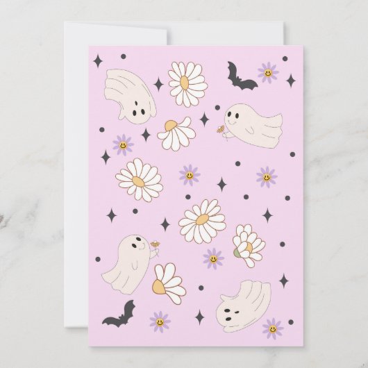 Spooky Vibes Hippie Halloween-Party Einladung (Rückseite)