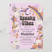Spooky Vibes Hippie Halloween-Party Einladung (Vorne/Hinten)