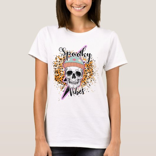Spooky Vibes Leopard Halloween  T-Shirt (Vorderseite)