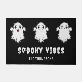 Spooky Vibes Niedlich Cartoon Ghosts Black Hallowe Fußmatte