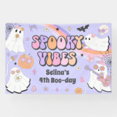 Spooky Vibes Niedlich Halloween Groovy Ghost Gebur Banner (Horizontal)