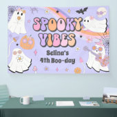 Spooky Vibes Niedlich Halloween Groovy Ghost Gebur Banner (Messe)