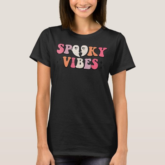 Spooky Vibes Niedlich Halloween Hot Ghoul Ghost Vi T-Shirt (Vorderseite)