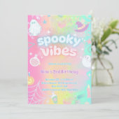 Spooky Vibes Niedlich Pink Neon Pastel Halloween B Einladung (Stehend Vorderseite)