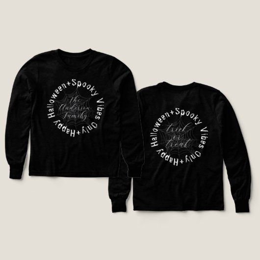 Spooky Vibes nur Familienname Halloween-T - Shirt (Design Vorder- & Rückseite)