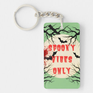 Spooky Vibes nur Halloween-Bat und Blut-Spritzer Schlüsselanhänger