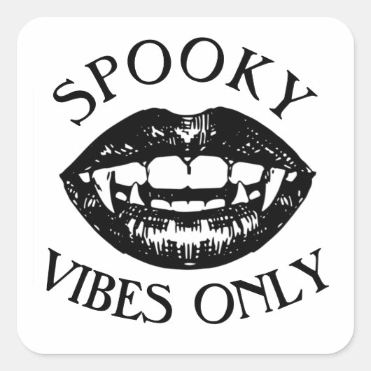 Spooky Vibes nur Halloween Vampire Fangs Quadratischer Aufkleber (Vorderseite)