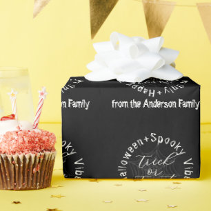Spooky Vibes nur Schwarz und Weiß glücklich Hallow Geschenkpapier