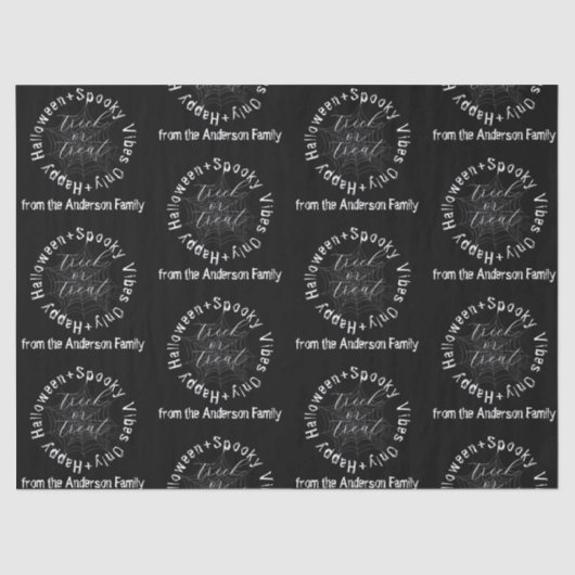 Spooky Vibes nur Schwarz und Weiß glücklich Hallow Seidenpapier (Vorderseite)