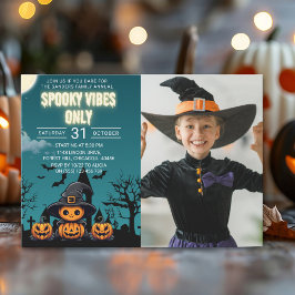 Spooky Vibes Only Halloween Party – Cute Pumpkin Einladung