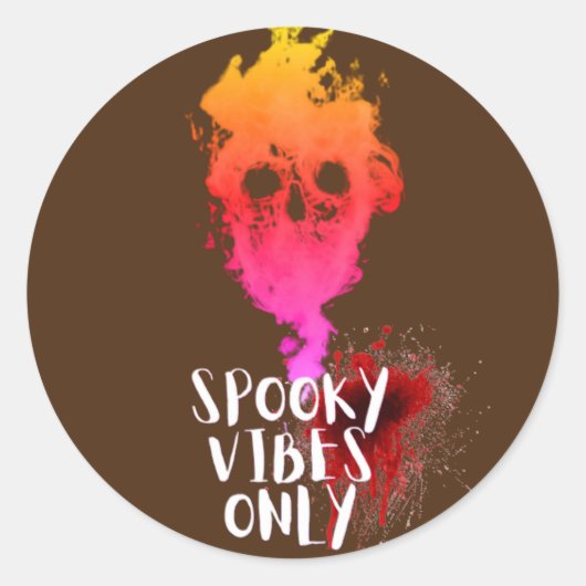 Spooky Vibes Only Red Smoke Skull Halloween Runder Aufkleber (Vorderseite)