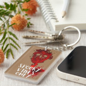 Spooky Vibes Only Red Smoke Skull Halloween Schlüsselanhänger (Vorderseite rechts)