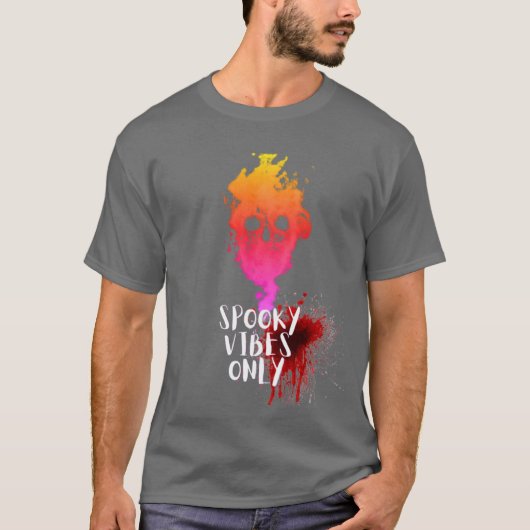 Spooky Vibes Only Red Smoke Skull Halloween Shirt (Vorderseite)