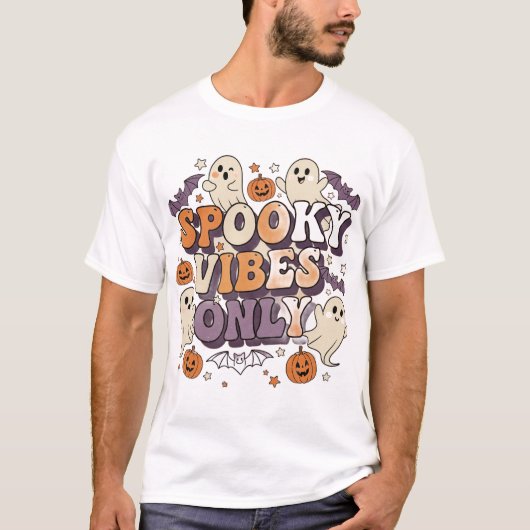 Spooky Vibes only Shirt | Retro Halloween T-Shirt (Vorderseite)