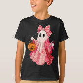 Spooky Vibes Pink Ghost Preppy Halloween Women Gir T-Shirt (Vorderseite)