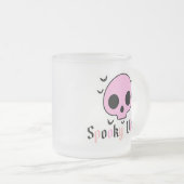 Spooky Vibes - Pink Skull & Bat Halloween Mattglastasse (VorderseiteRechts)