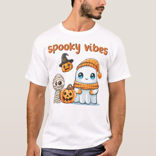 Spooky Vibes Pumpkin Night Happening Beängstigend T-Shirt (Vorderseite)