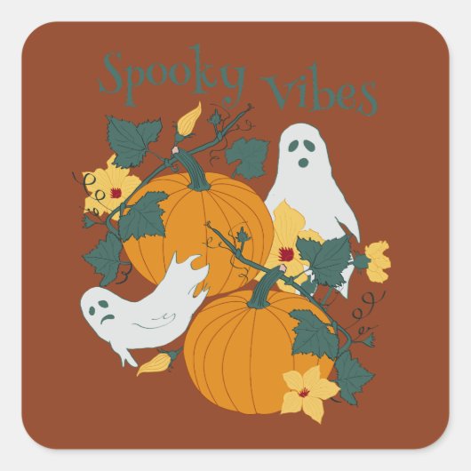Spooky Vibes Quadratischer Aufkleber (Vorderseite)