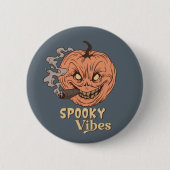 Spooky Vibes Rauchen Kürbislaterne Halloween Button (Vorderseite)