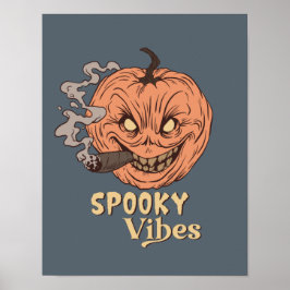 Spooky Vibes Rauchen Kürbislaterne Halloween Poster