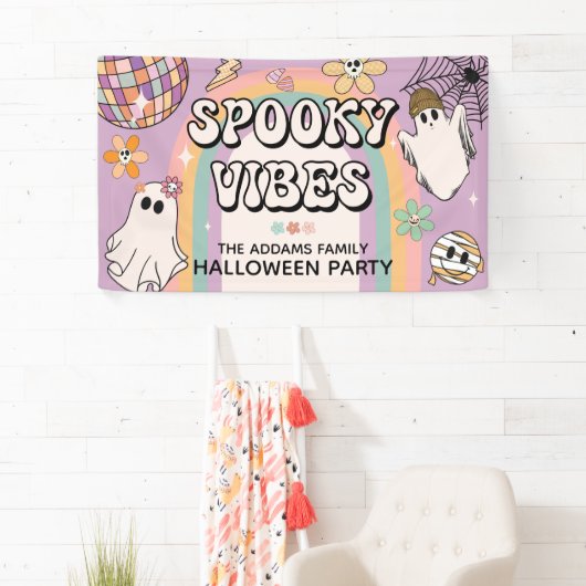 Spooky Vibes Retro Fun Halloween-Party Banner (Insitu)