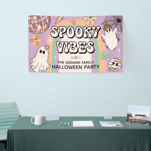 Spooky Vibes Retro Fun Halloween-Party Banner (Messeveranstaltung)