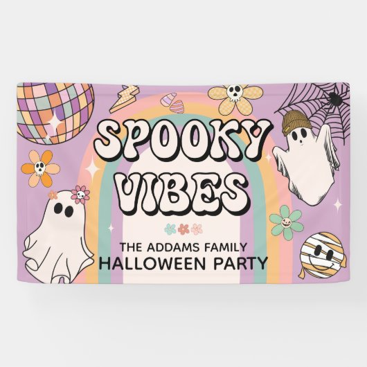 Spooky Vibes Retro Fun Halloween-Party Banner (Horizontal)