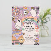 Spooky Vibes Retro Fun Halloween-Party Einladung (Stehend Vorderseite)