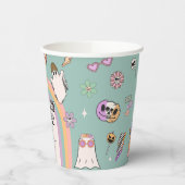 Spooky Vibes Retro Fun Halloween-Party Pappbecher (Links)