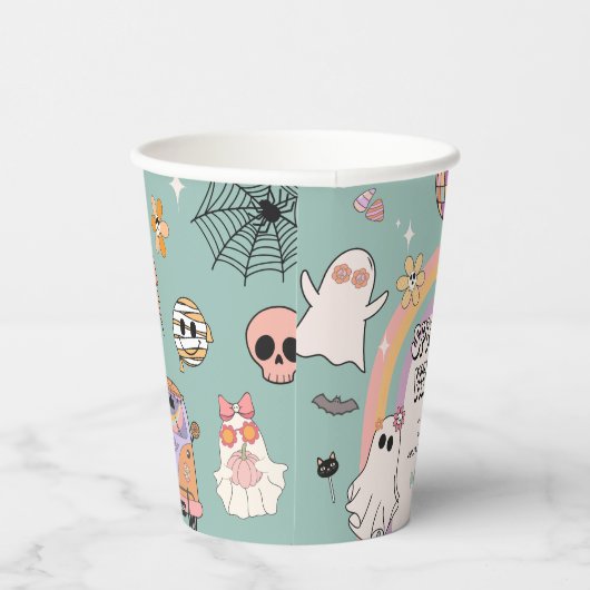 Spooky Vibes Retro Fun Halloween-Party Pappbecher (Rechts)
