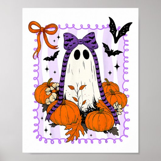Spooky Vibes Retro Ghost Coquette Bow Halloween Wo Poster (Vorne)