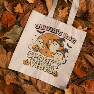 Spooky Vibes Retro Ghosts Cats Pumkin Halloween Tragetasche