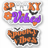 Spooky Vibes Retro Halloween Contour Aufkleber (Vorderseite)