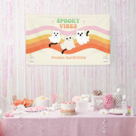 Spooky Vibes Retro Halloween Ghost Geburtstag Banner