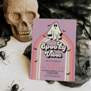 Spooky Vibes Retro Halloween Ghost Geburtstag Einladung