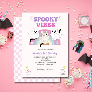 Spooky Vibes Retro Halloween Ghost Geburtstag Einladung