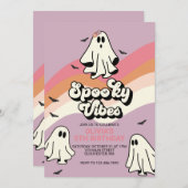 Spooky Vibes Retro Halloween Ghost Geburtstag Einladung (Vorne/Hinten)