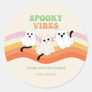Spooky Vibes Retro Halloween Ghost Geburtstag Runder Aufkleber
