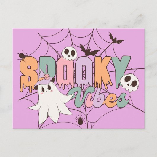 Spooky Vibes Retro Pastel Postkarte (Vorderseite)